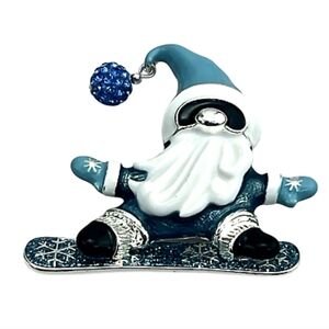 NWT Napier Silver Tone Enameled Snowboarding Gnome Pin